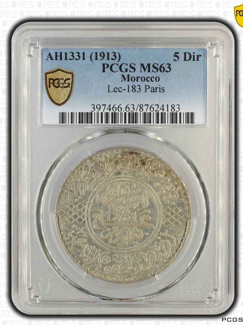Obverse — Morocco 10 Francs AH1331 (1913) — Cert 127321900